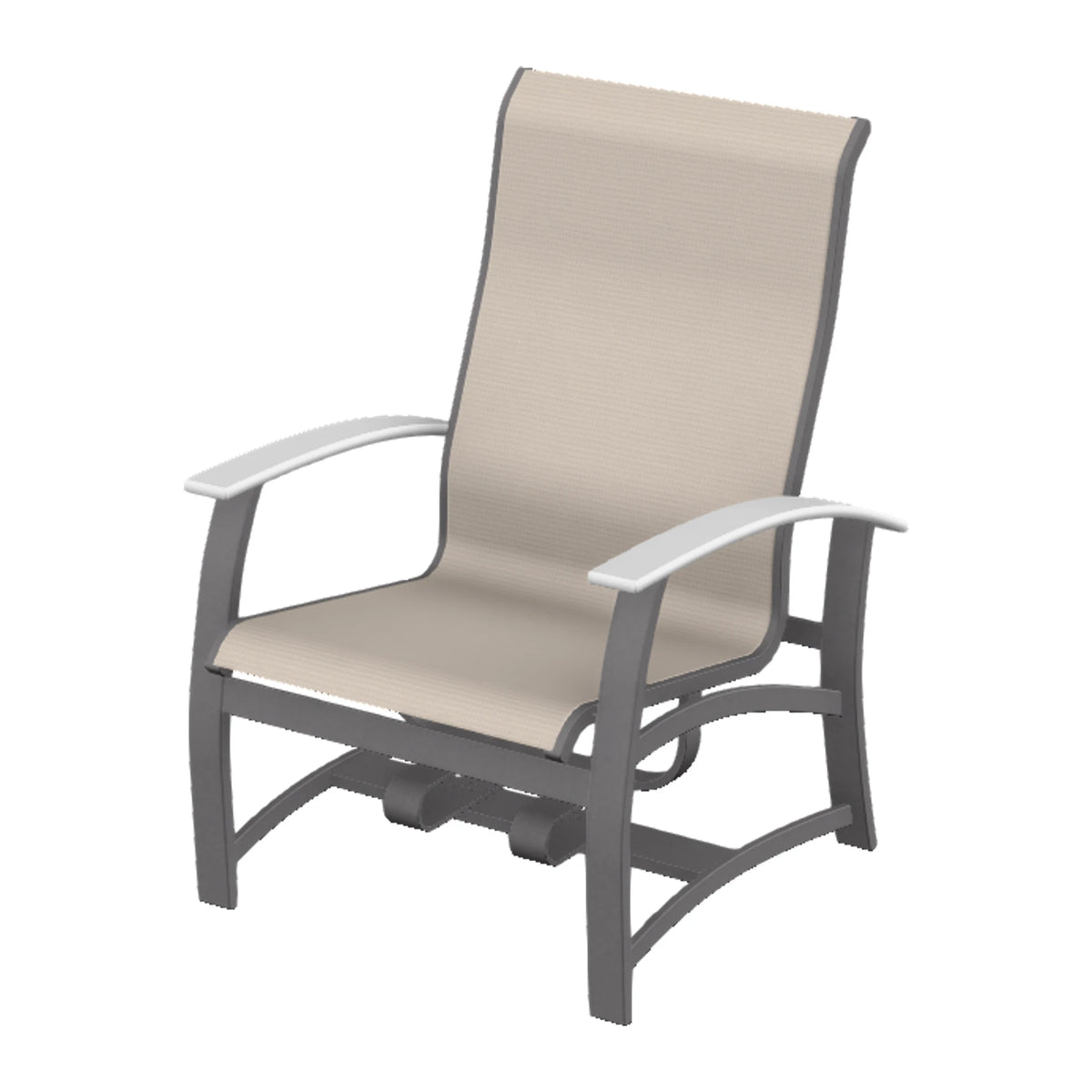 Belle Isle Sling Chat Chair w/ Hidden Motion — Graphite Txt PC / Snow Accents