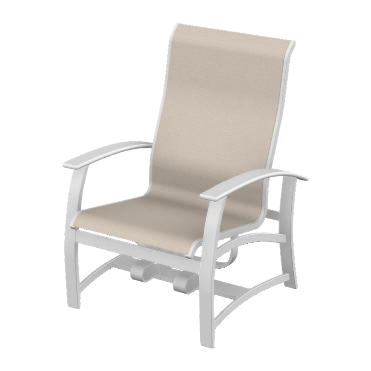 Belle Isle Sling Chat Chair w/ Hidden Motion — White Txt PC / Snow Accents