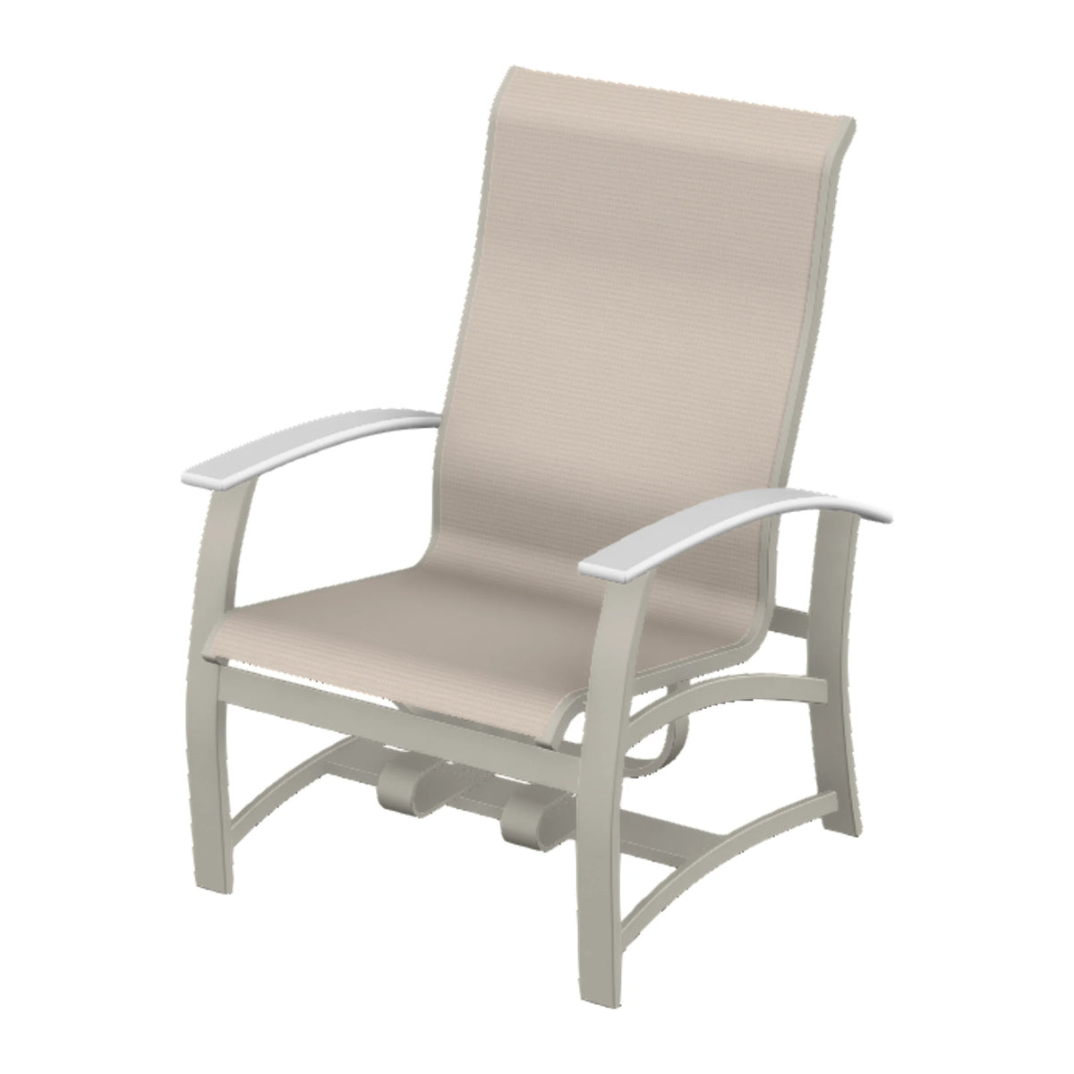 Belle Isle Sling Chat Chair w/ Hidden Motion — Warm Grey PC / Snow Accents
