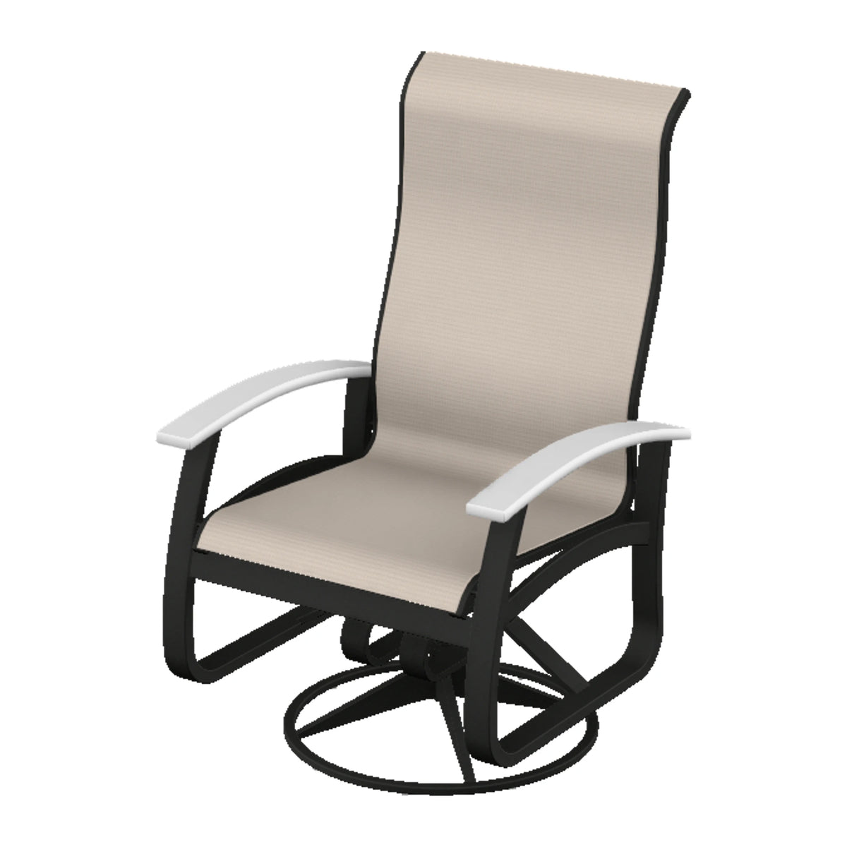 Belle Isle Sling Supreme Height Swivel Rocker — Black PC / Snow Accents