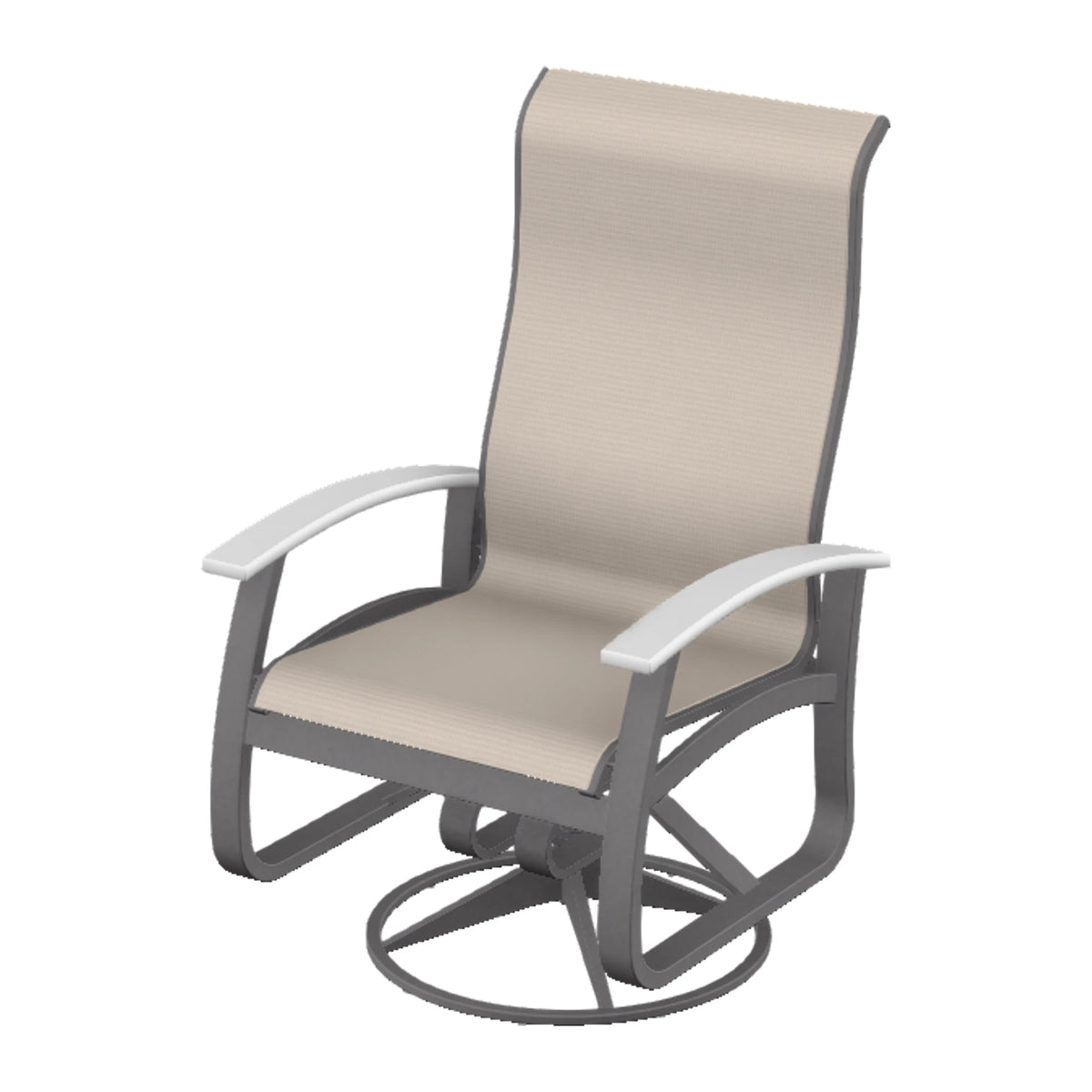 Belle Isle Sling Supreme Height Swivel Rocker — Graphite Txt PC / Snow Accents