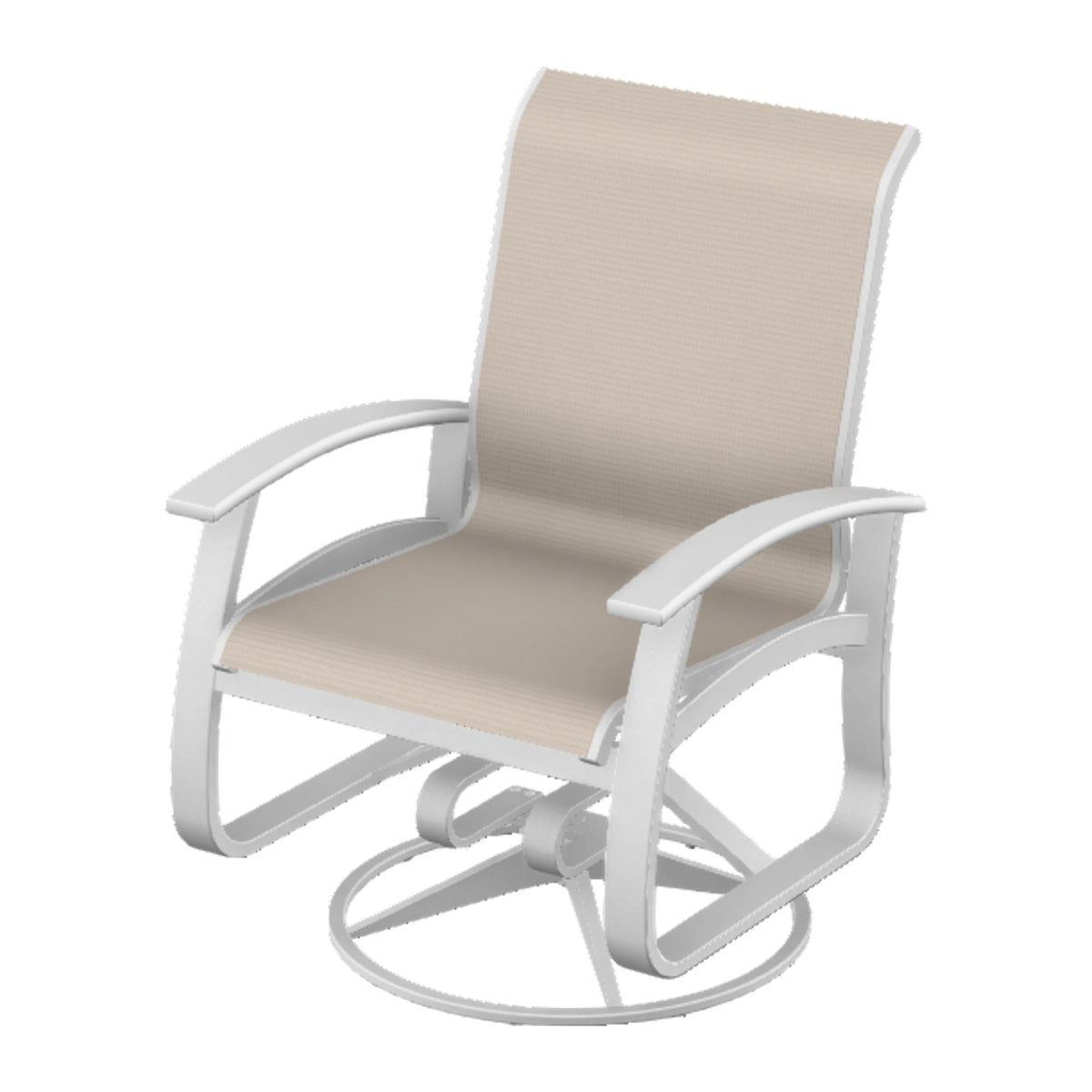 Belle Isle Sling Swivel Rocker — White Txt PC / Snow Accents