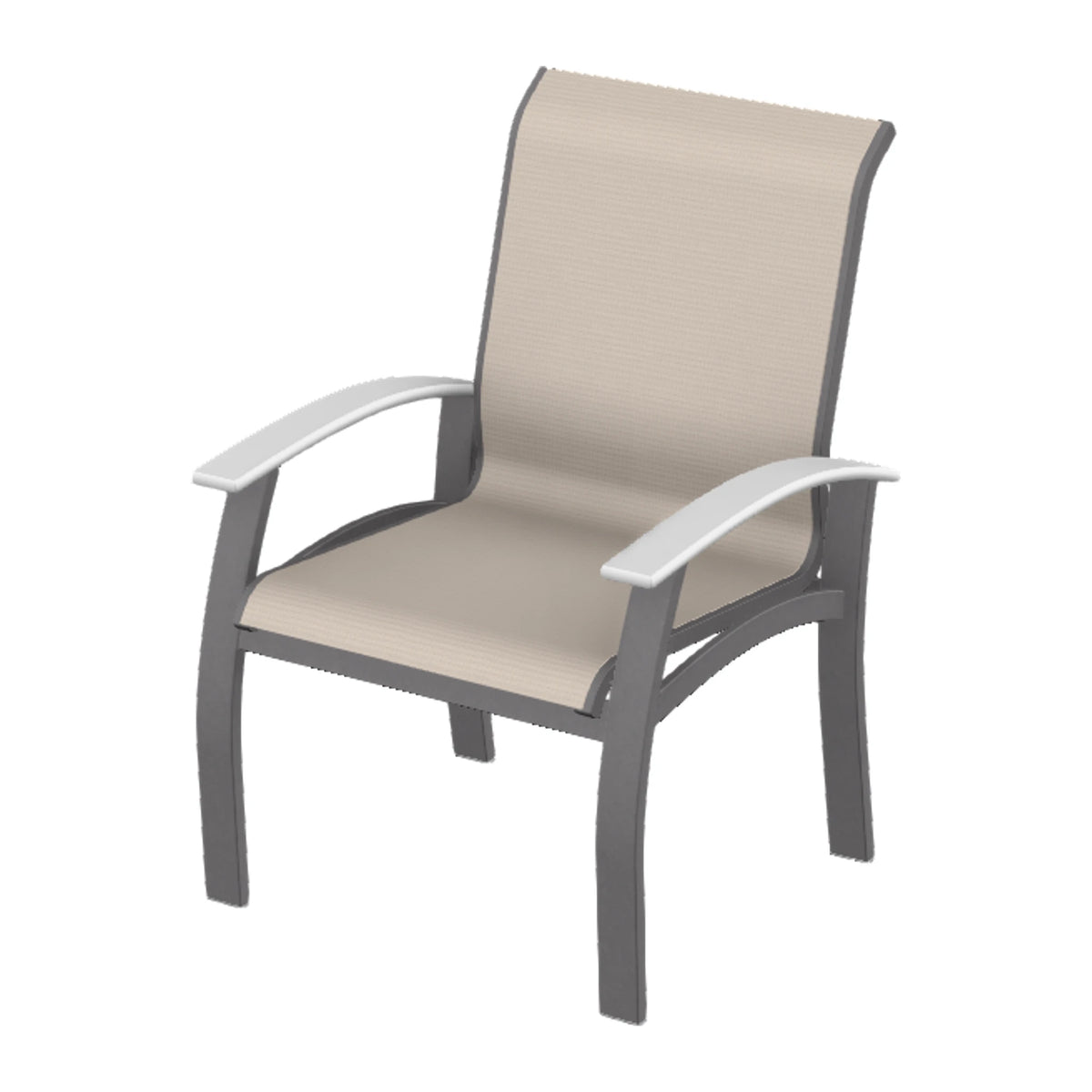 Belle Isle Sling Dining Armchair — Graphite Txt PC / Snow Accents