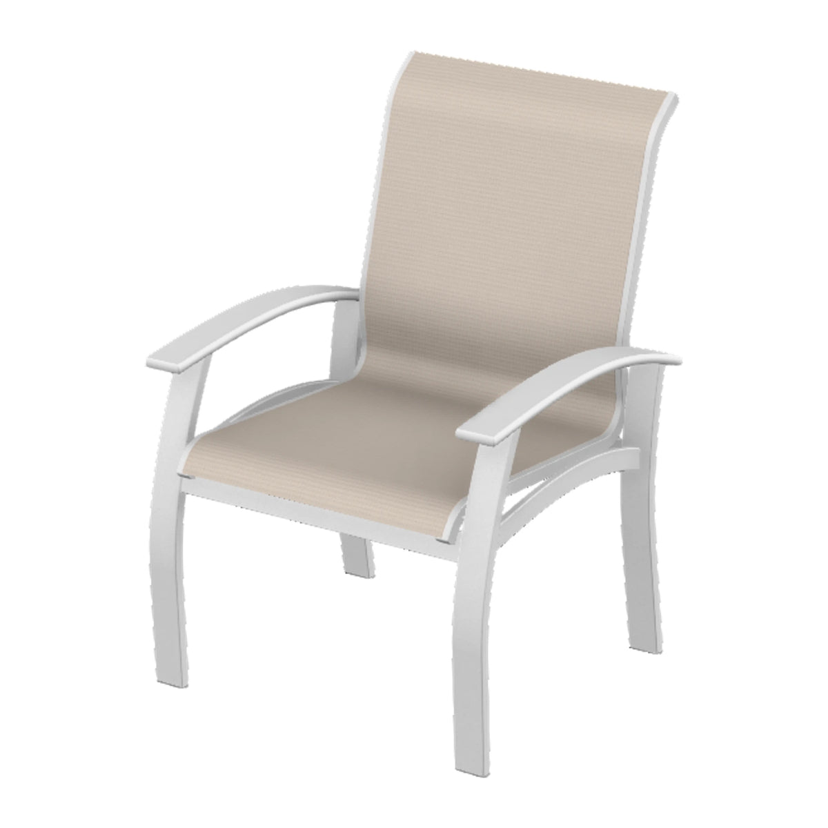 Belle Isle Sling Dining Armchair — White Txt PC / Snow Accents