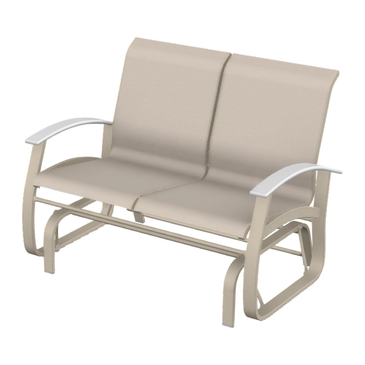 Belle Isle Sling Loveseat Glider — Desert Sand PC / Snow Accents