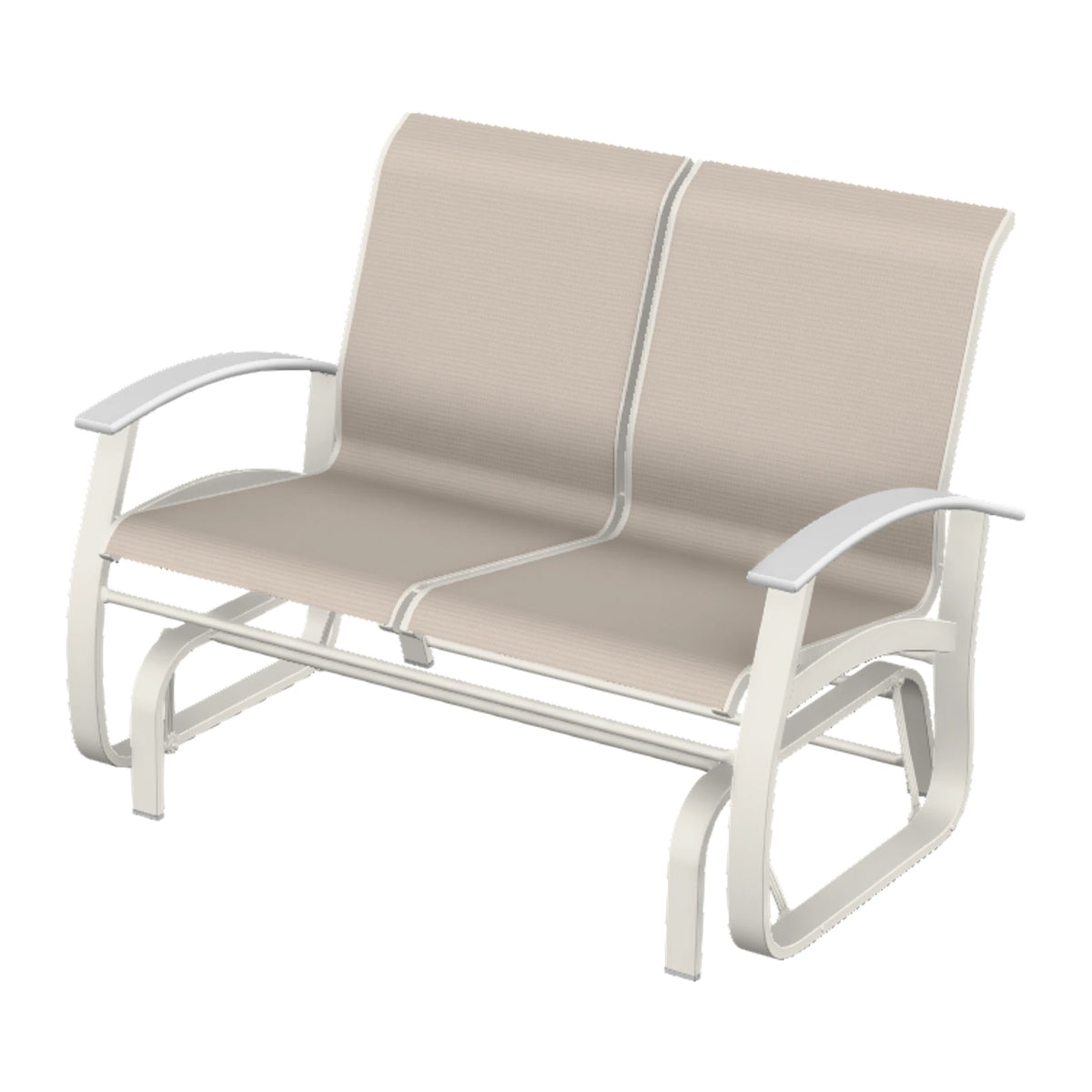 Belle Isle Sling Loveseat Glider — Snow PC / Snow Accents
