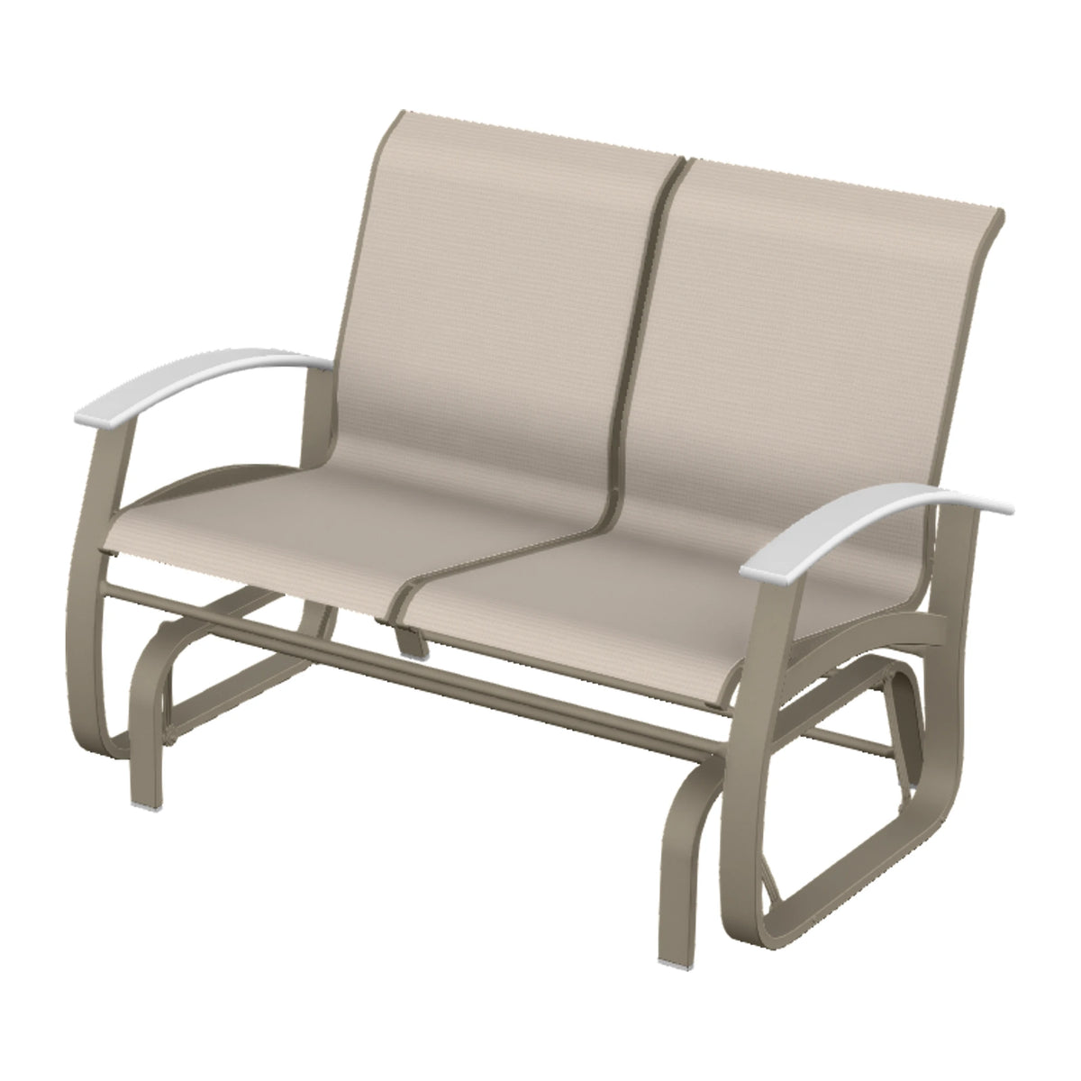 Belle Isle Sling Loveseat Glider — Storm PC / Snow Accents