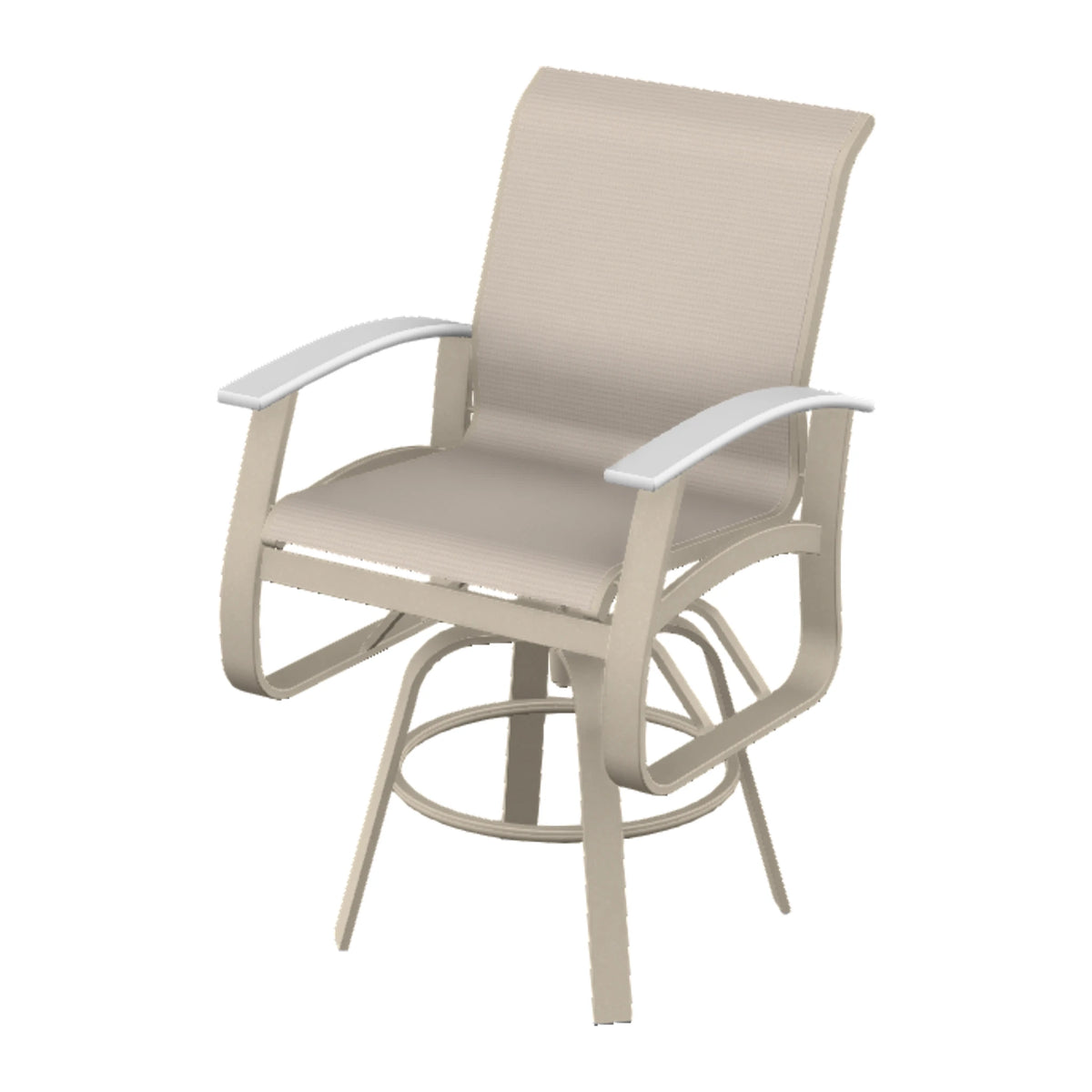 Belle Isle Sling Balcony Swivel Chair — Desert Sand PC / Snow Accents