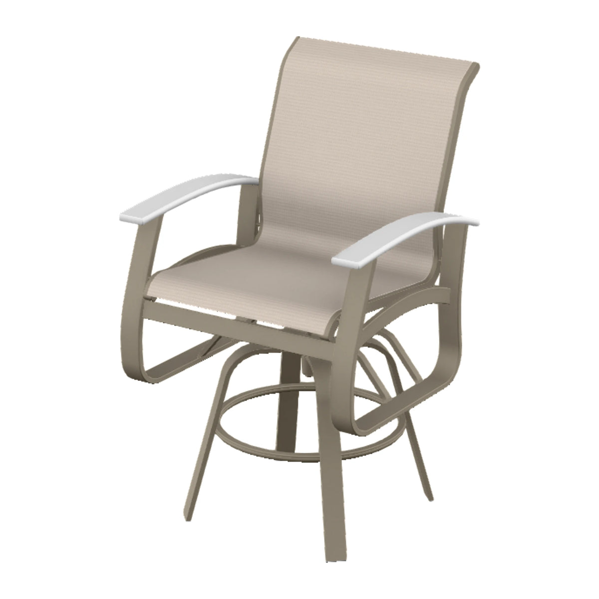 Belle Isle Sling Balcony Swivel Chair — Storm PC / Snow Accents