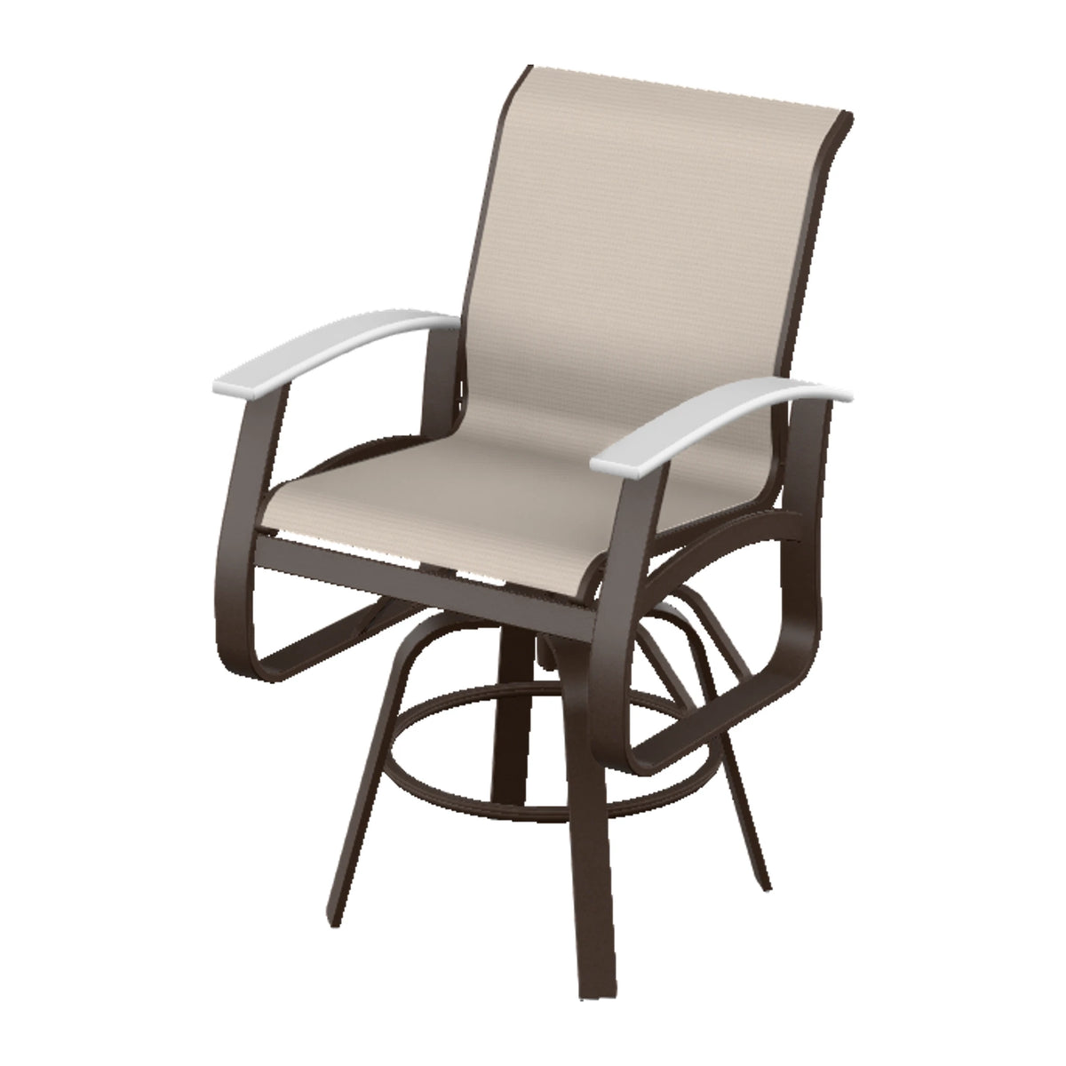 Belle Isle Sling Balcony Swivel Chair — Kona PC / Snow Accents