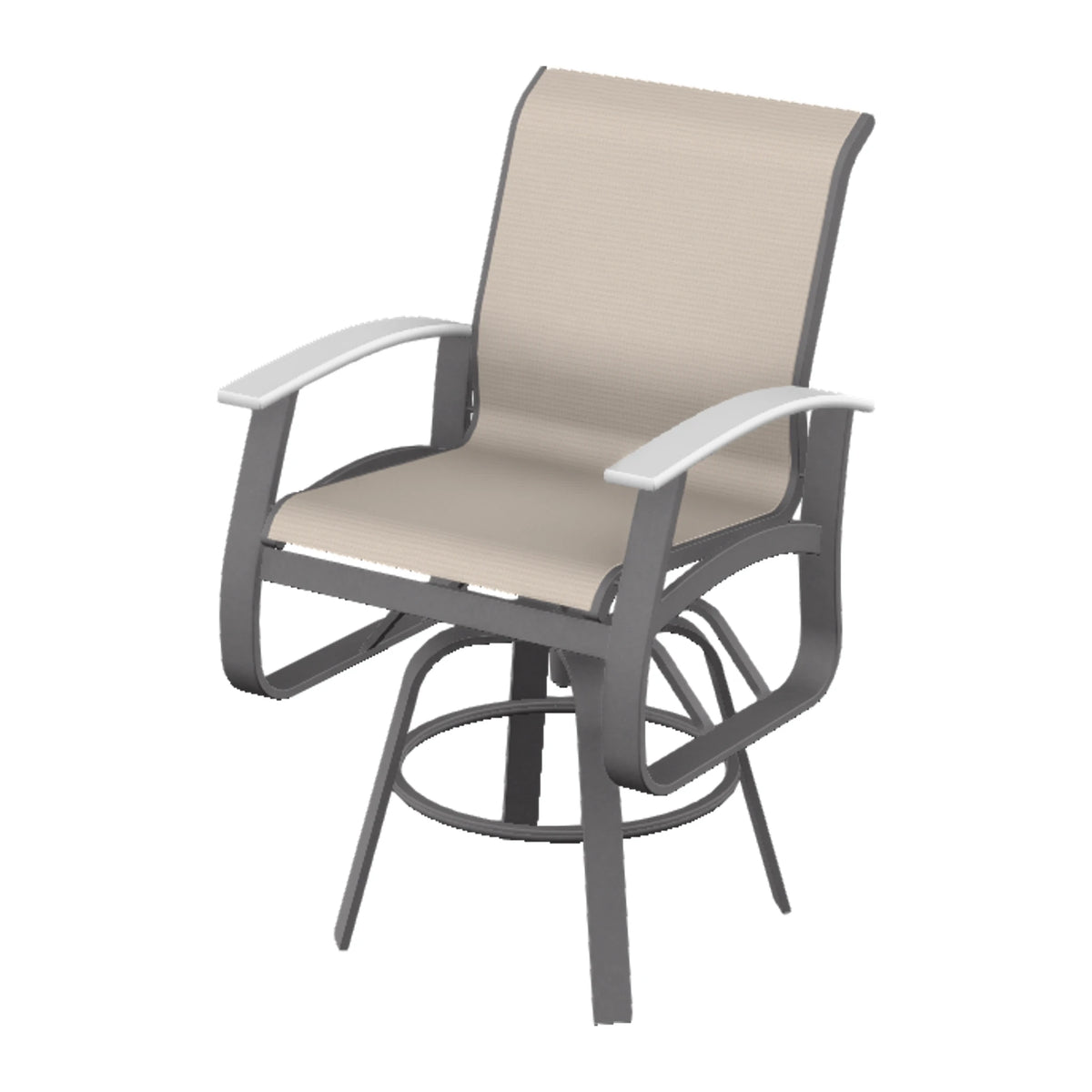 Belle Isle Sling Balcony Swivel Chair — Graphite Txt PC / Snow Accents