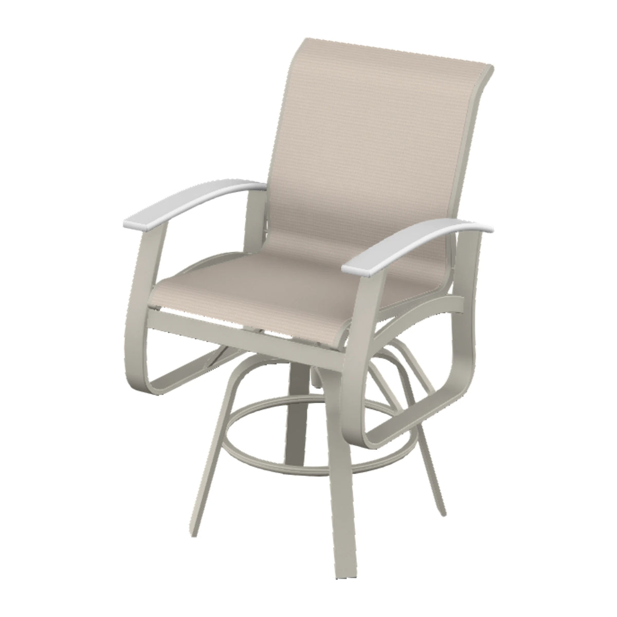 Belle Isle Sling Balcony Swivel Chair — Warm Grey PC / Snow Accents