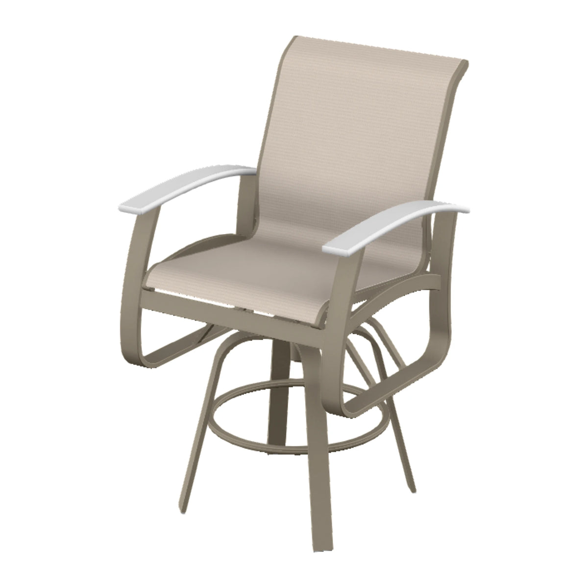 Belle Isle Sling Bar Swivel Chair — Storm PC / Snow Accents