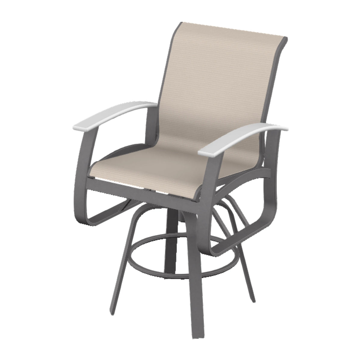 Belle Isle Sling Bar Swivel Chair — Graphite Txt PC / Snow Accents