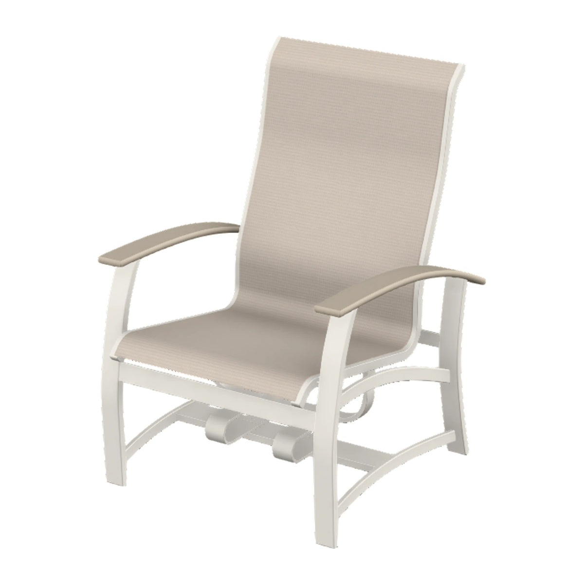 Belle Isle Sling Chat Chair w/ Hidden Motion — Snow PC / Desert Accents