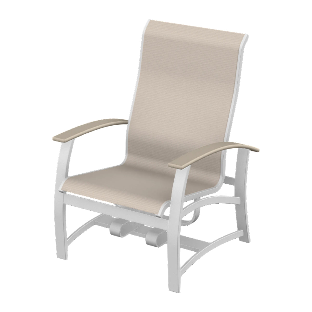 Belle Isle Sling Chat Chair w/ Hidden Motion — White Txt PC / Desert Accents