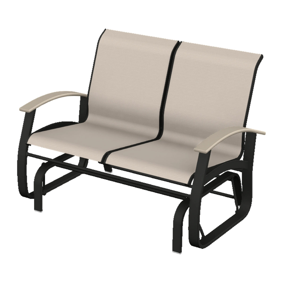 Belle Isle Sling Loveseat Glider — Black PC / Desert Accents