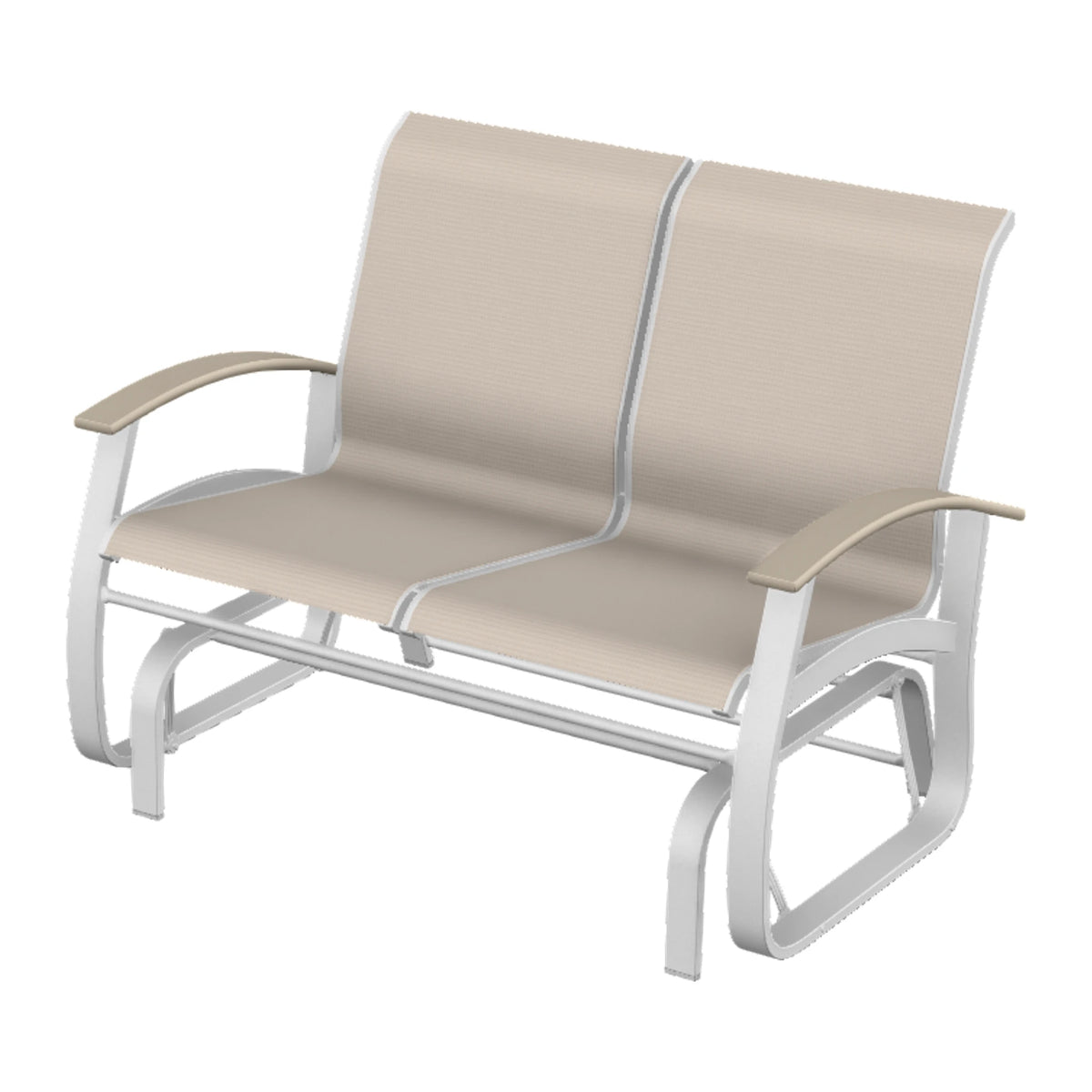 Belle Isle Sling Loveseat Glider — White Txt PC / Desert Accents