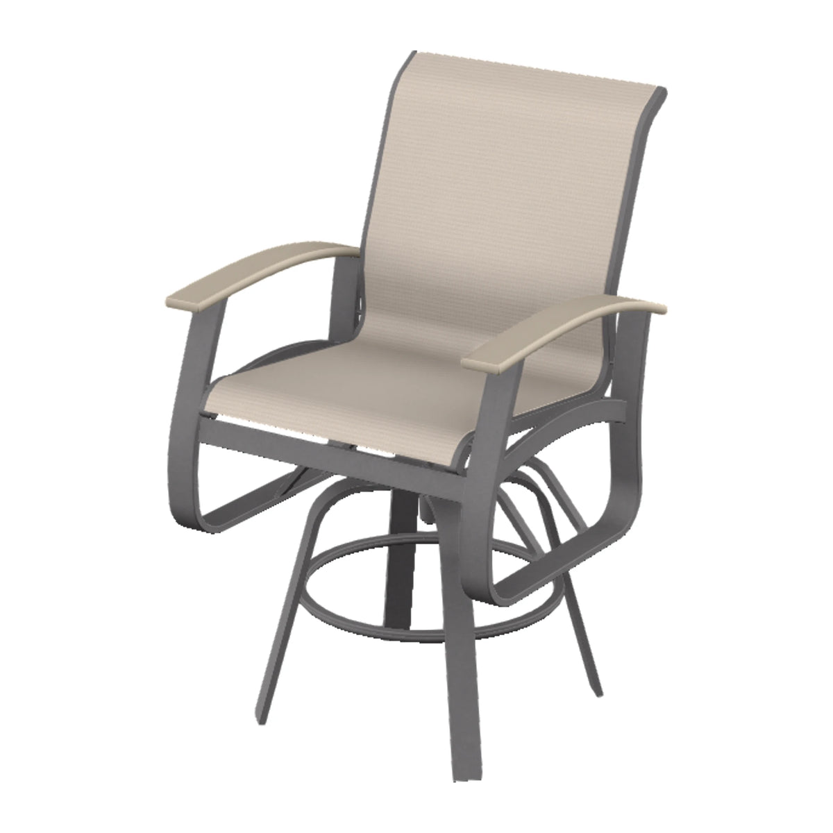 Belle Isle Sling Balcony Swivel Chair — Graphite Txt PC / Desert Accents