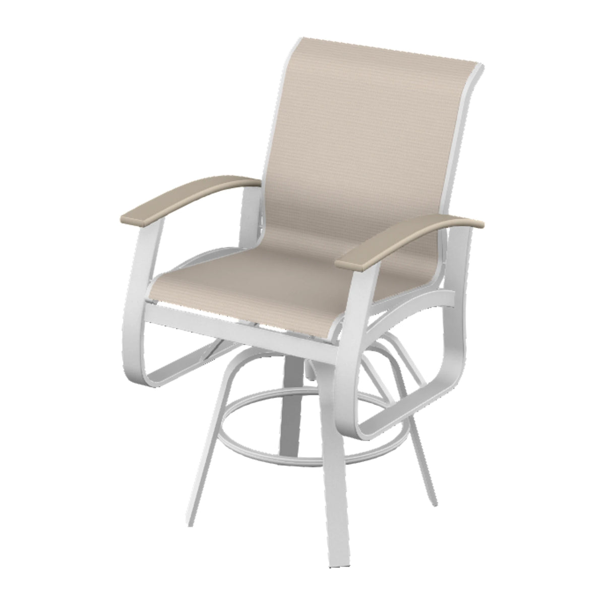 Belle Isle Sling Balcony Swivel Chair — White Txt PC / Desert Accents