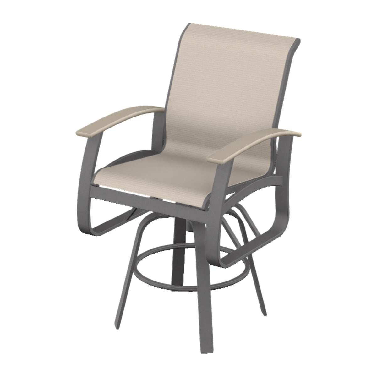 Belle Isle Sling Bar Swivel Chair — Graphite Txt PC / Desert Accents