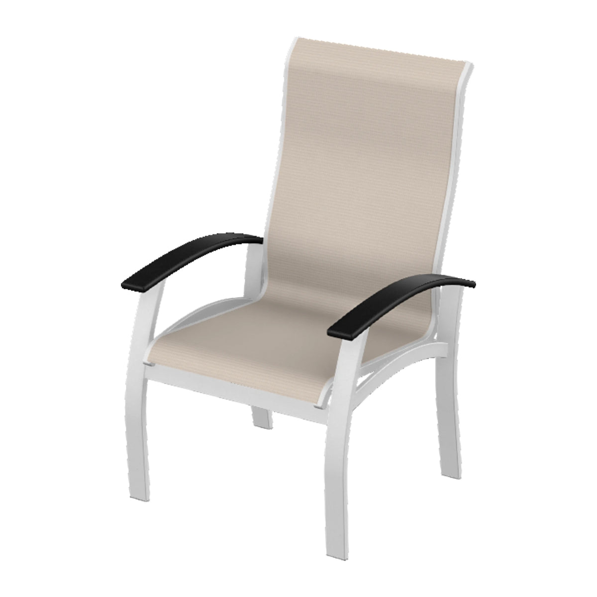 Belle Isle Sling Supreme Height Armchair — White Txt PC / Black Accents