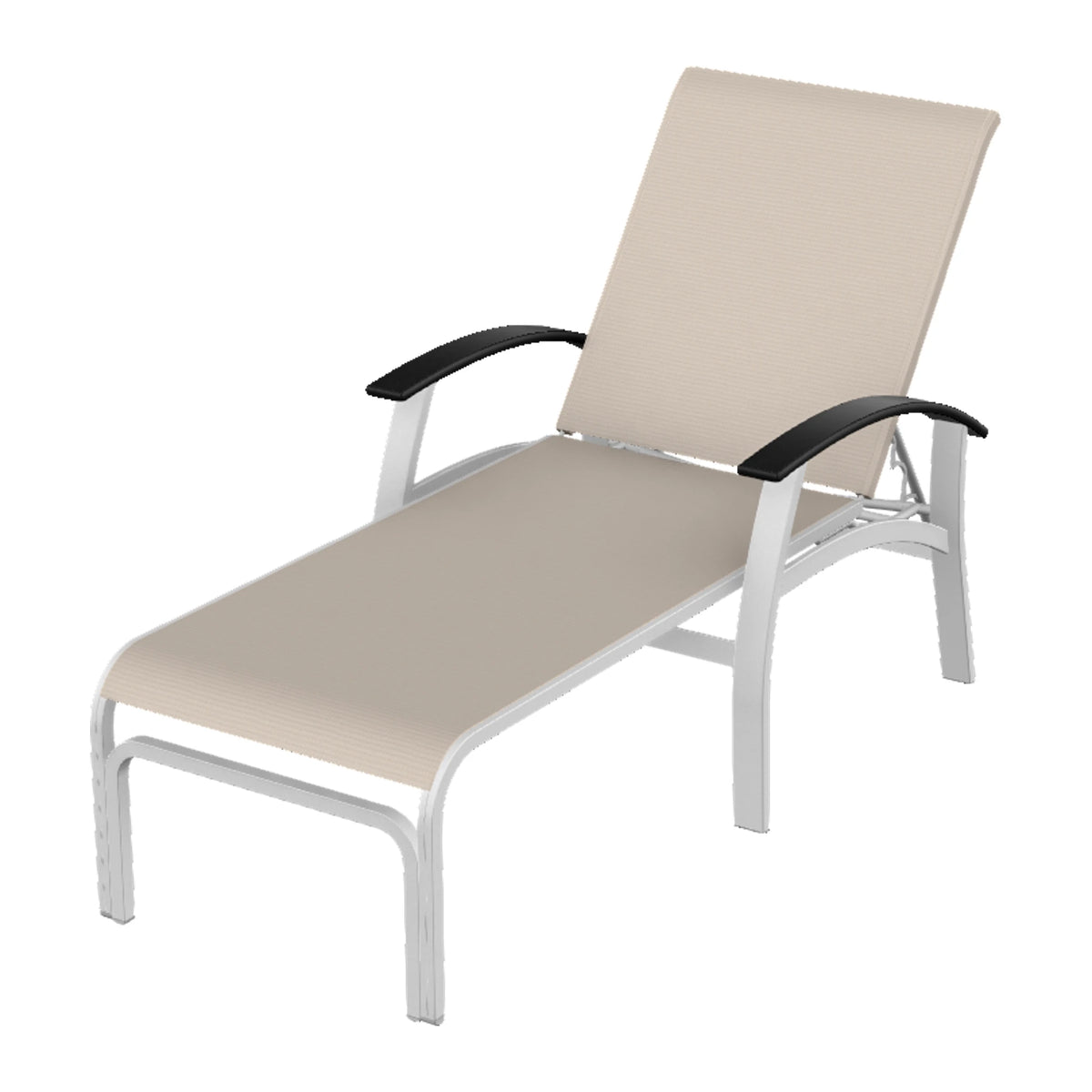 Belle Isle Sling Chaise — White Txt PC / Black Accents