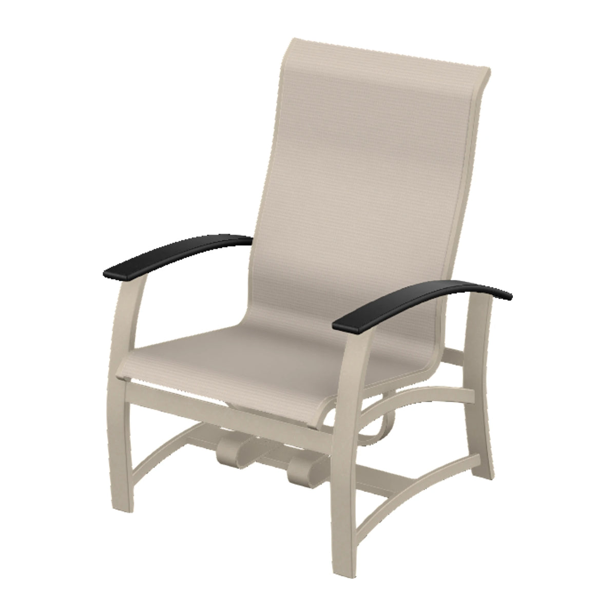 Belle Isle Sling Chat Chair w/ Hidden Motion — Desert Sand PC / Black Accents