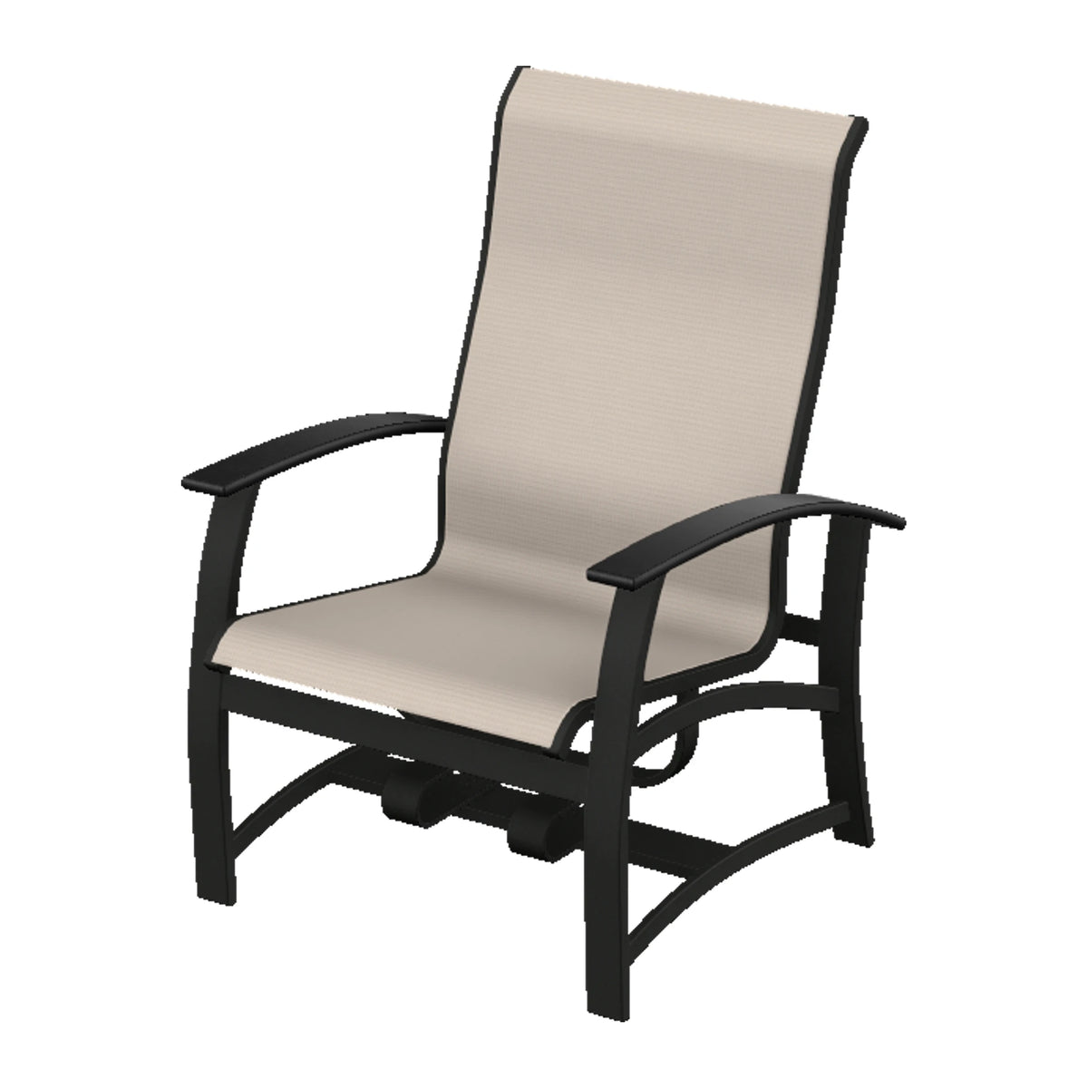 Belle Isle Sling Chat Chair w/ Hidden Motion — Black PC / Black Accents