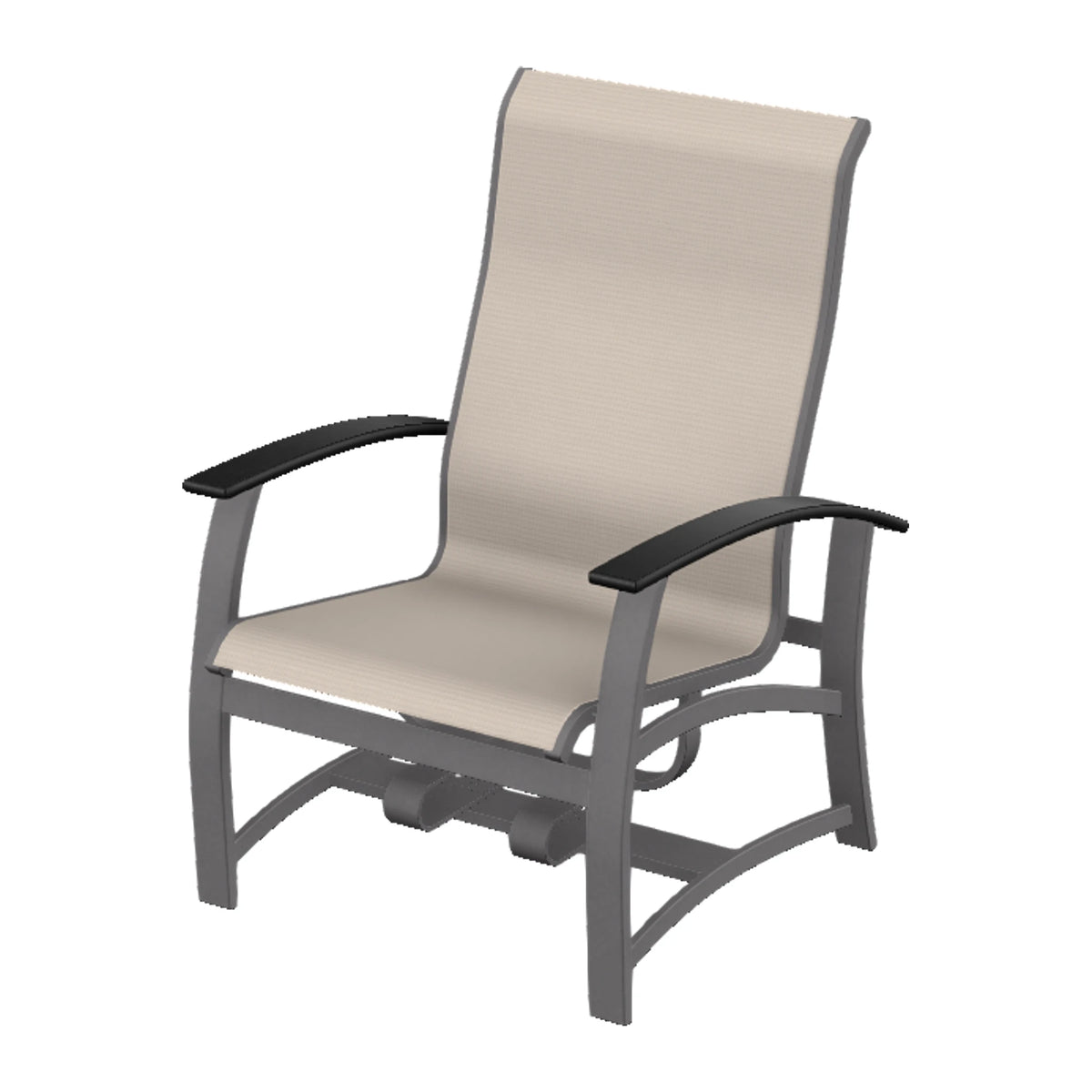 Belle Isle Sling Chat Chair w/ Hidden Motion — Graphite Txt PC / Black Accents