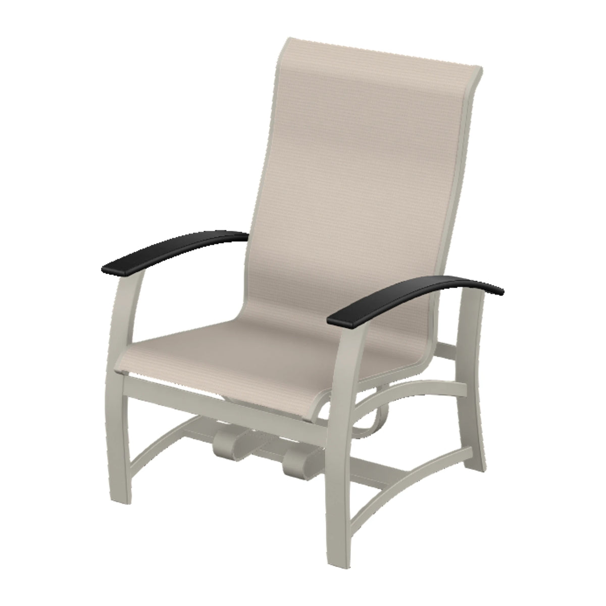 Belle Isle Sling Chat Chair w/ Hidden Motion — Warm Grey PC / Black Accents