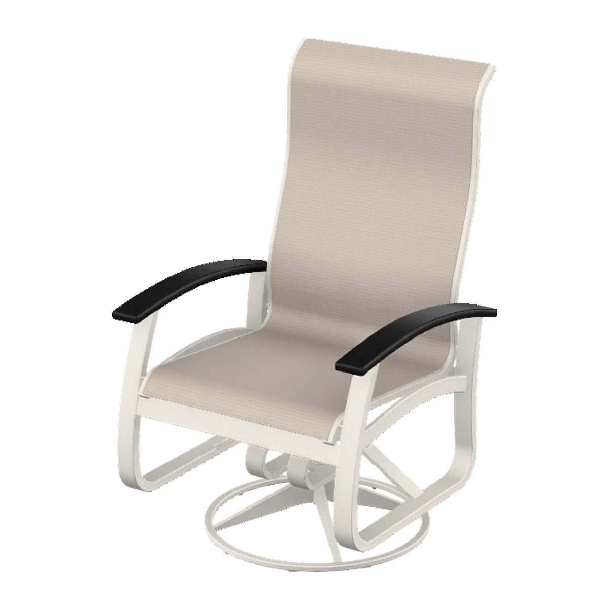 Belle Isle Sling Supreme Height Swivel Rocker — Snow PC / Black Accents