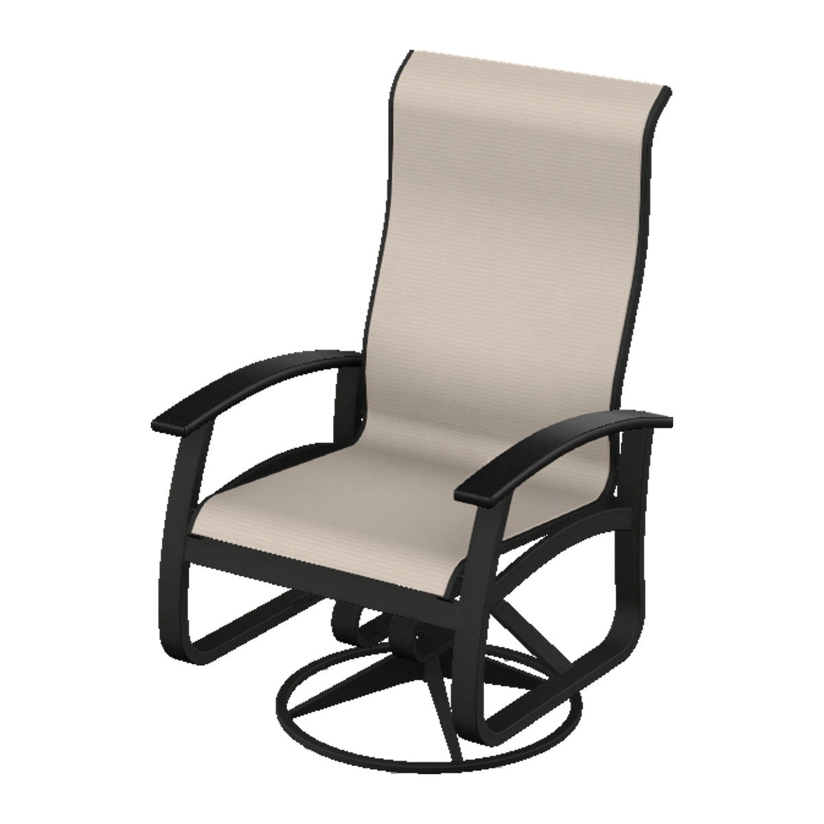 Belle Isle Sling Supreme Height Swivel Rocker — Black PC / Black Accents