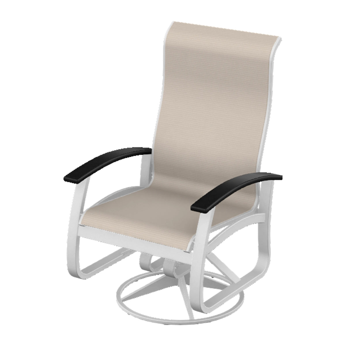 Belle Isle Sling Supreme Height Swivel Rocker — White Txt PC / Black Accents