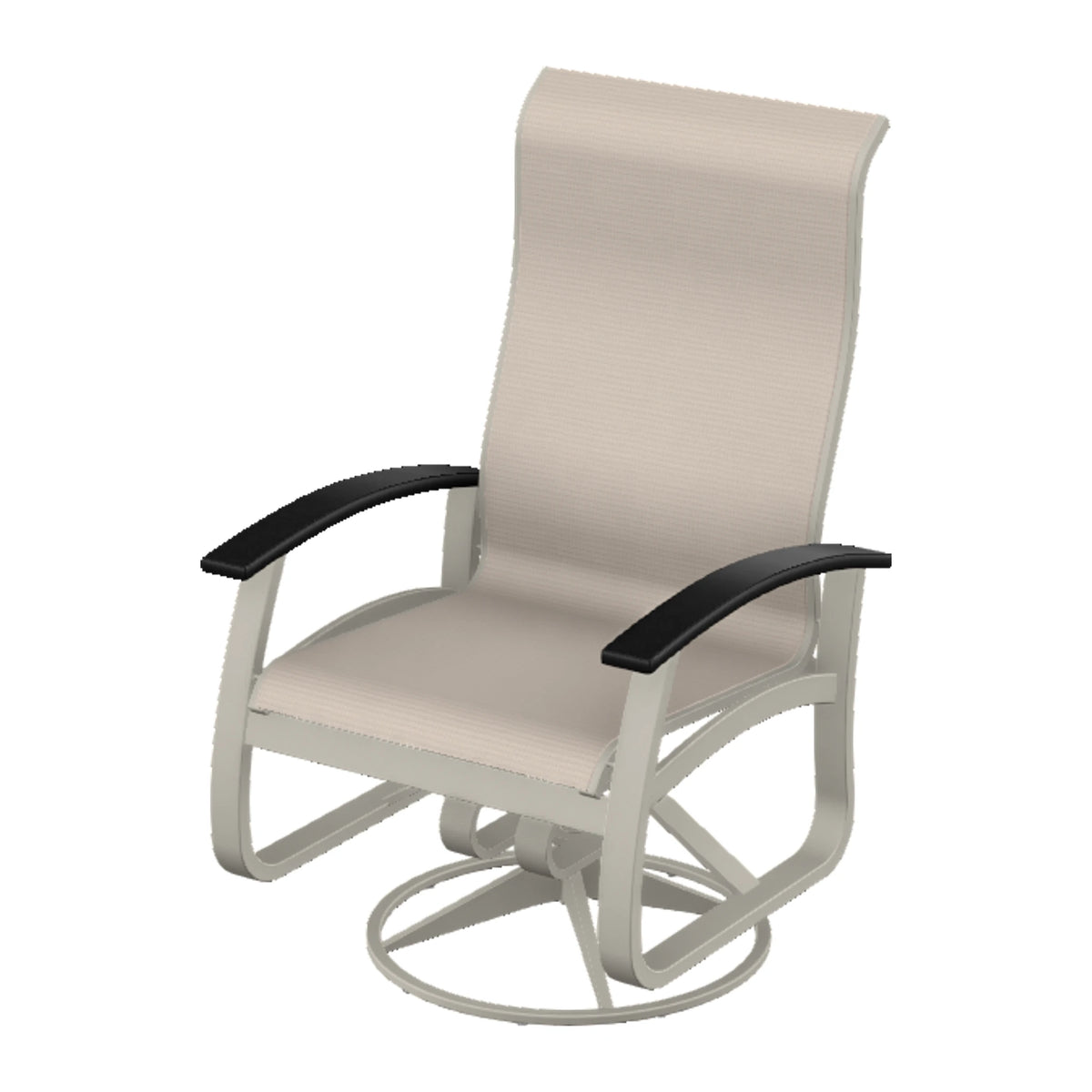 Belle Isle Sling Supreme Height Swivel Rocker — Warm Grey PC / Black Accents
