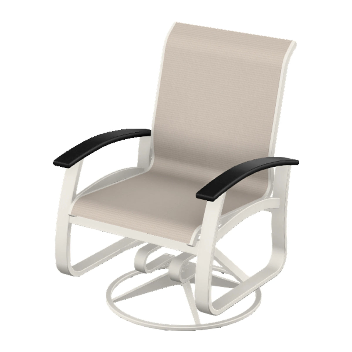 Belle Isle Sling Swivel Rocker — Snow PC / Black Accents