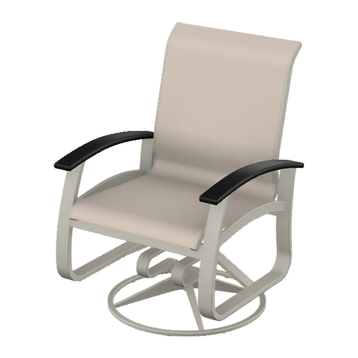 Belle Isle Sling Swivel Rocker — Warm Grey PC / Black Accents
