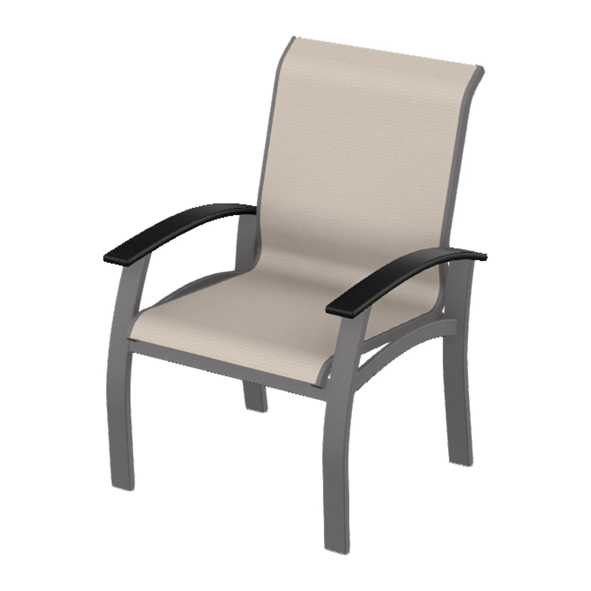 Belle Isle Sling Dining Armchair — Graphite Txt PC / Black Accents