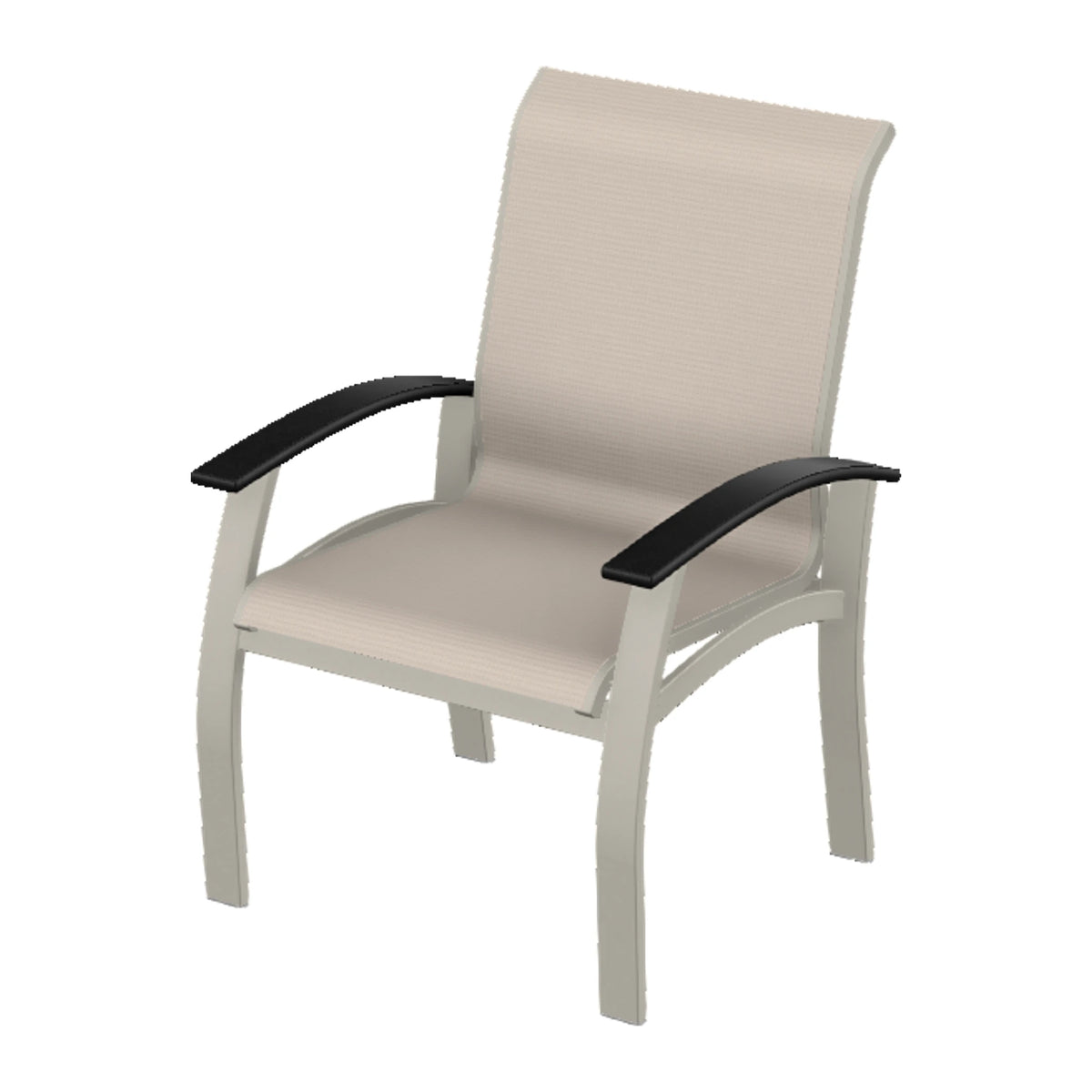 Belle Isle Sling Dining Armchair — Warm Grey PC / Black Accents