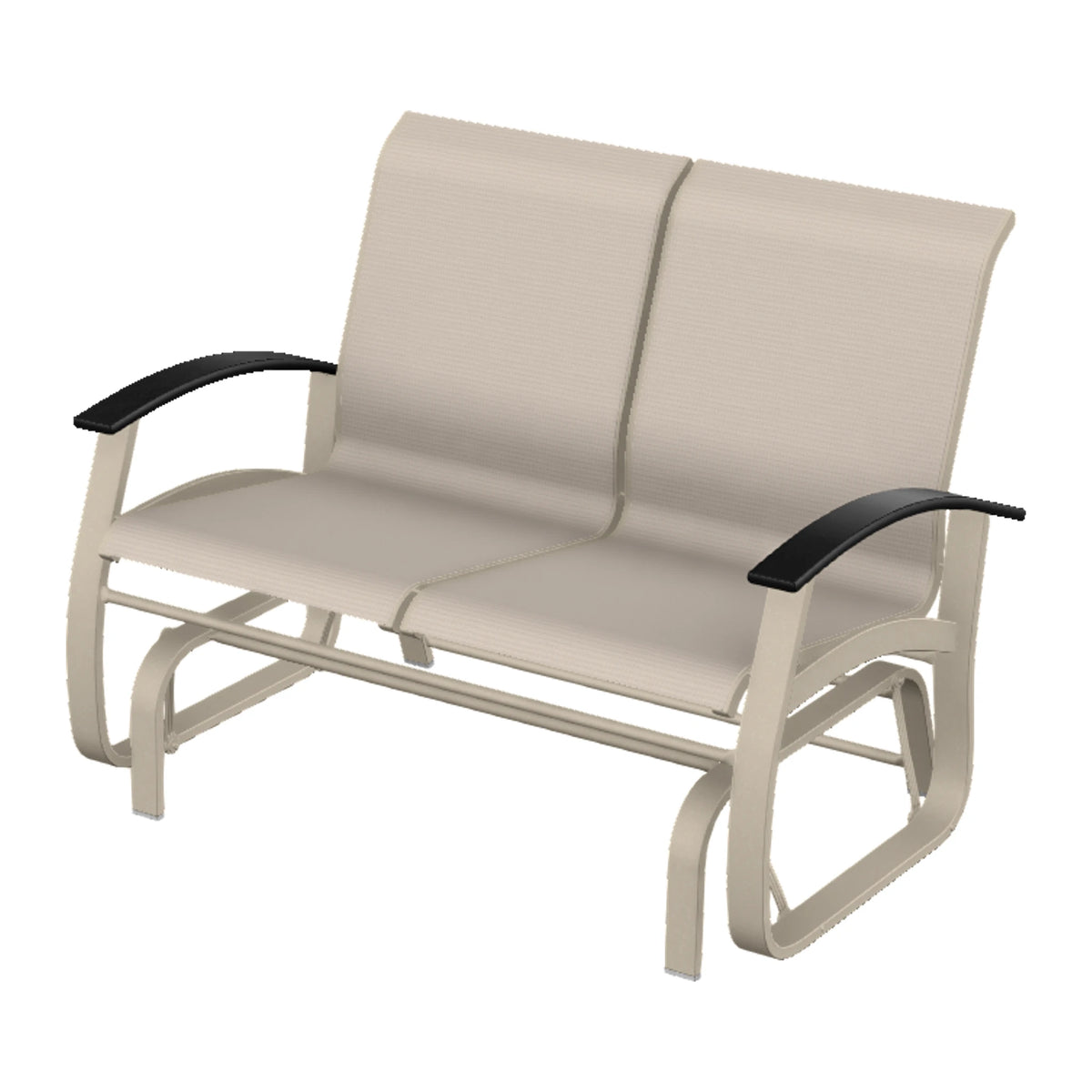 Belle Isle Sling Loveseat Glider — Desert Sand PC / Black Accents