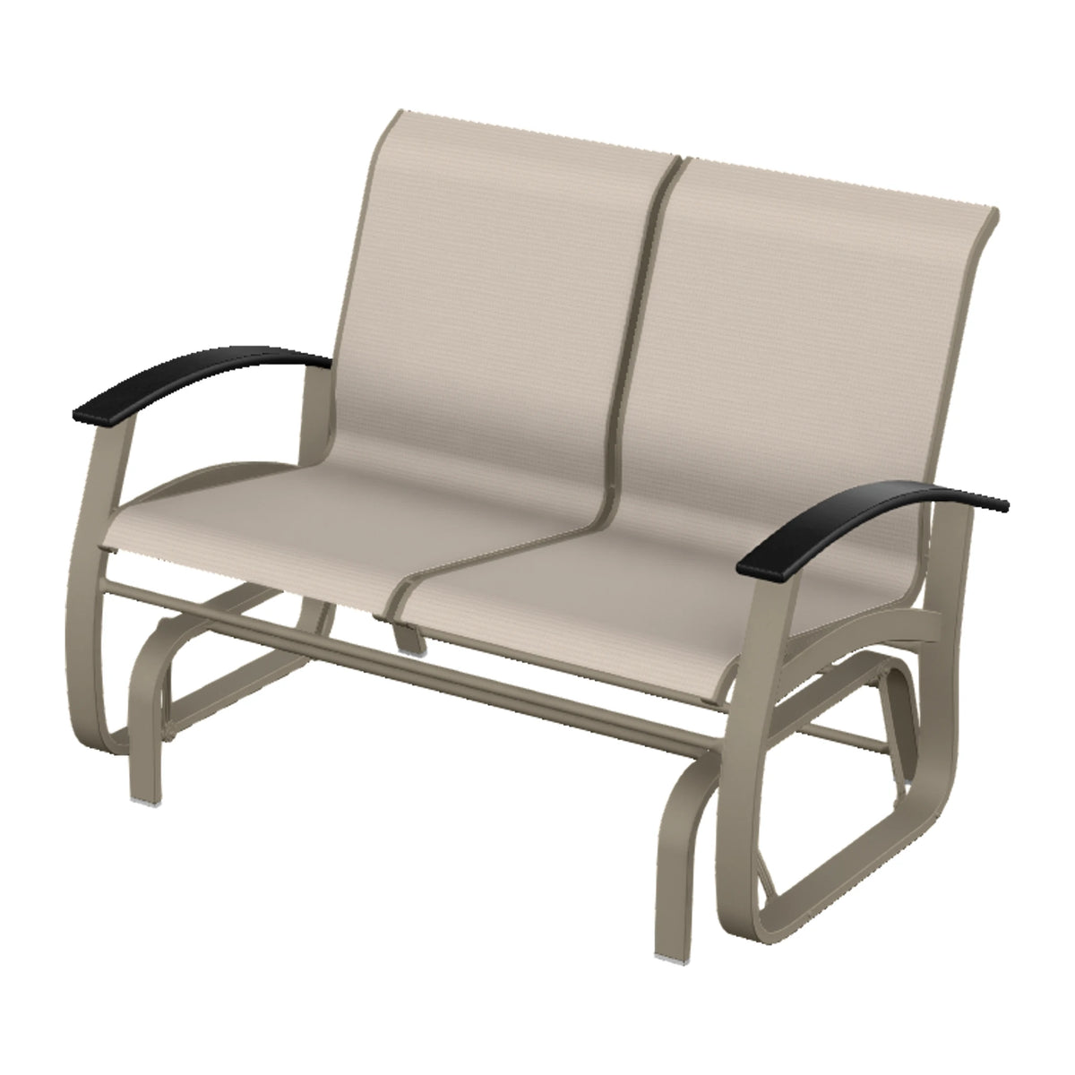 Belle Isle Sling Loveseat Glider — Storm PC / Black Accents