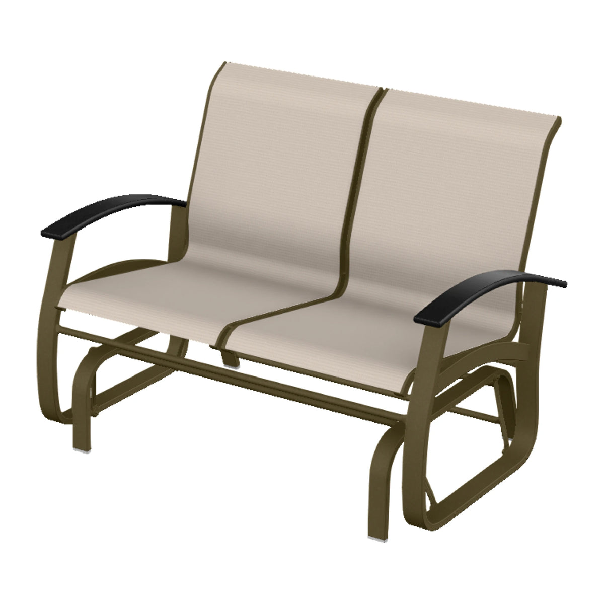Belle Isle Sling Loveseat Glider — Beachwood PC / Black Accents