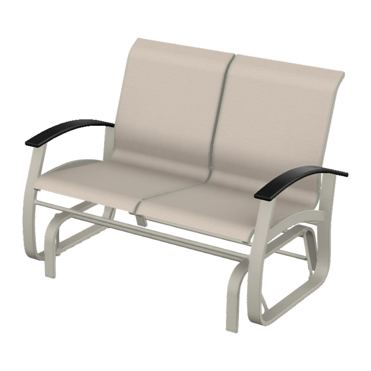 Belle Isle Sling Loveseat Glider — Warm Grey PC / Black Accents