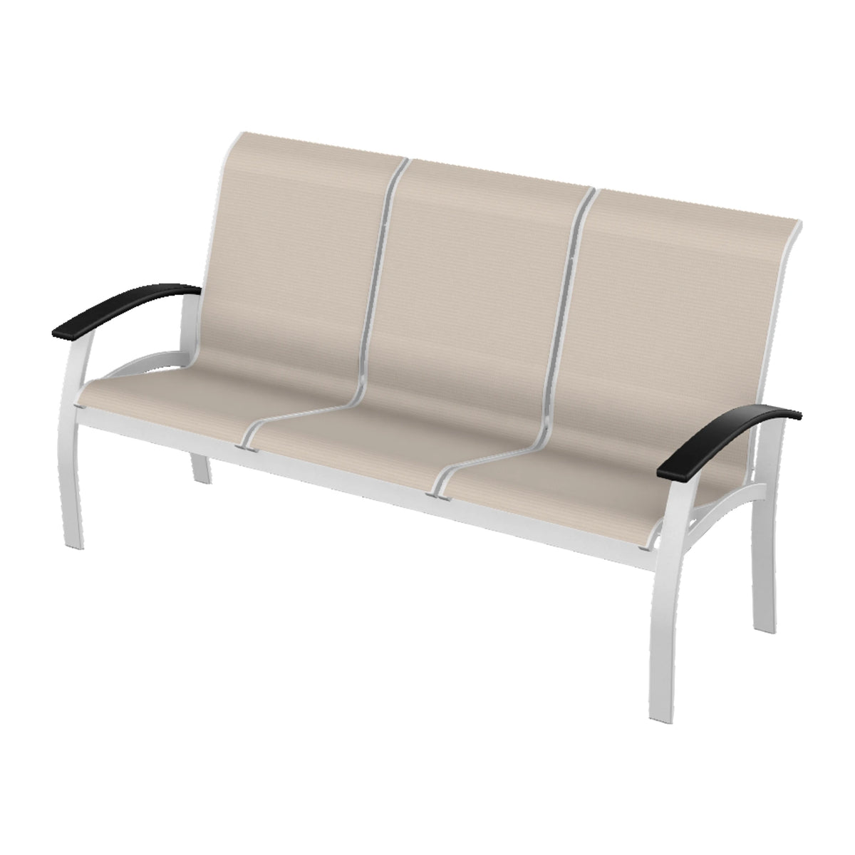 Belle Isle Sling Sofa — White Txt PC / Black Accents