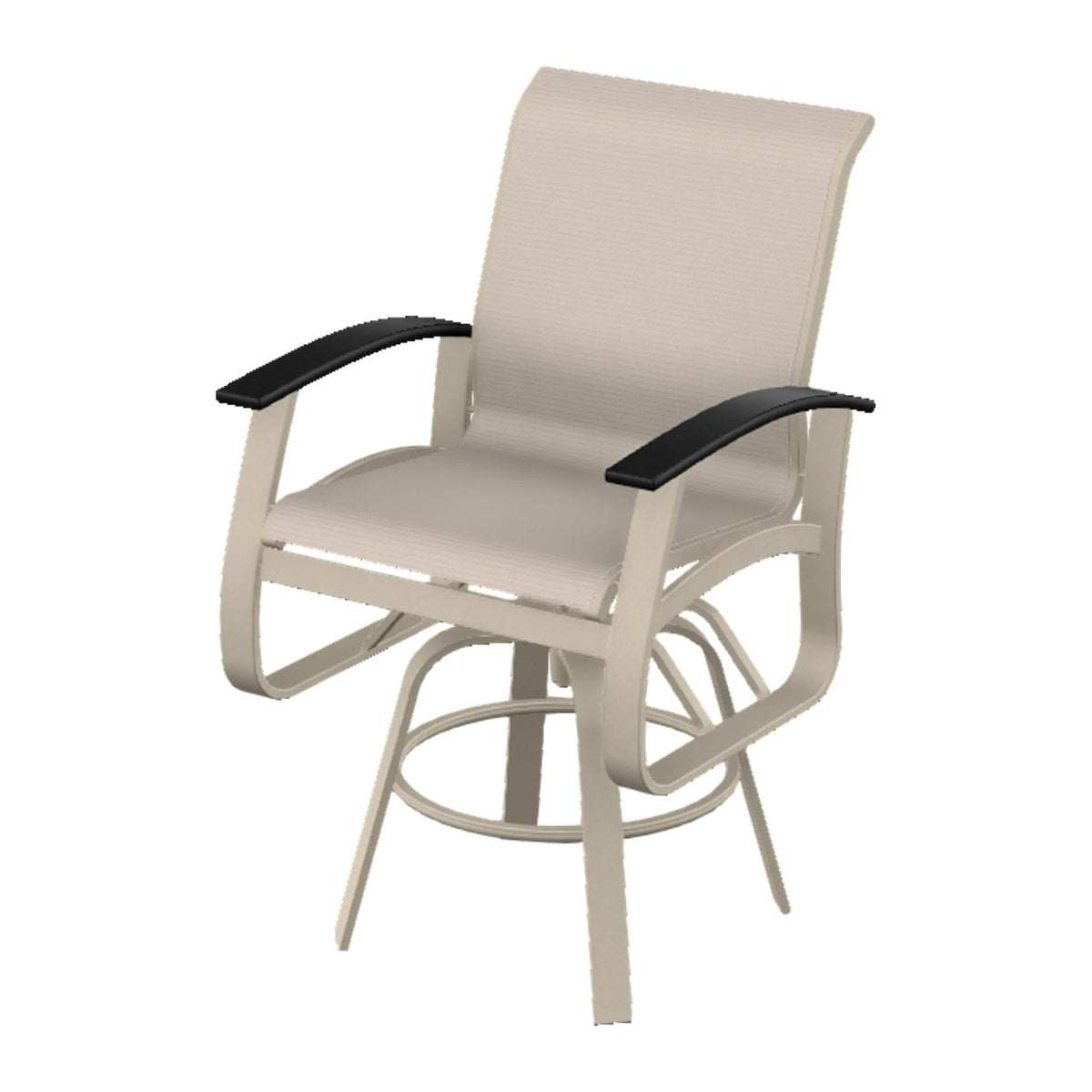 Belle Isle Sling Balcony Swivel Chair — Desert Sand PC / Black Accents