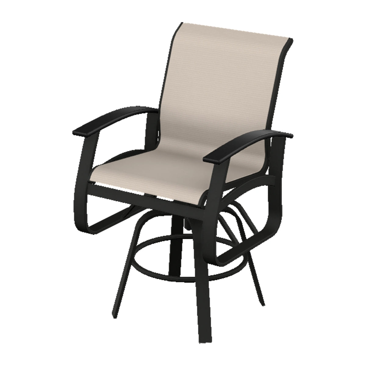 Belle Isle Sling Balcony Swivel Chair — Black PC / Black Accents