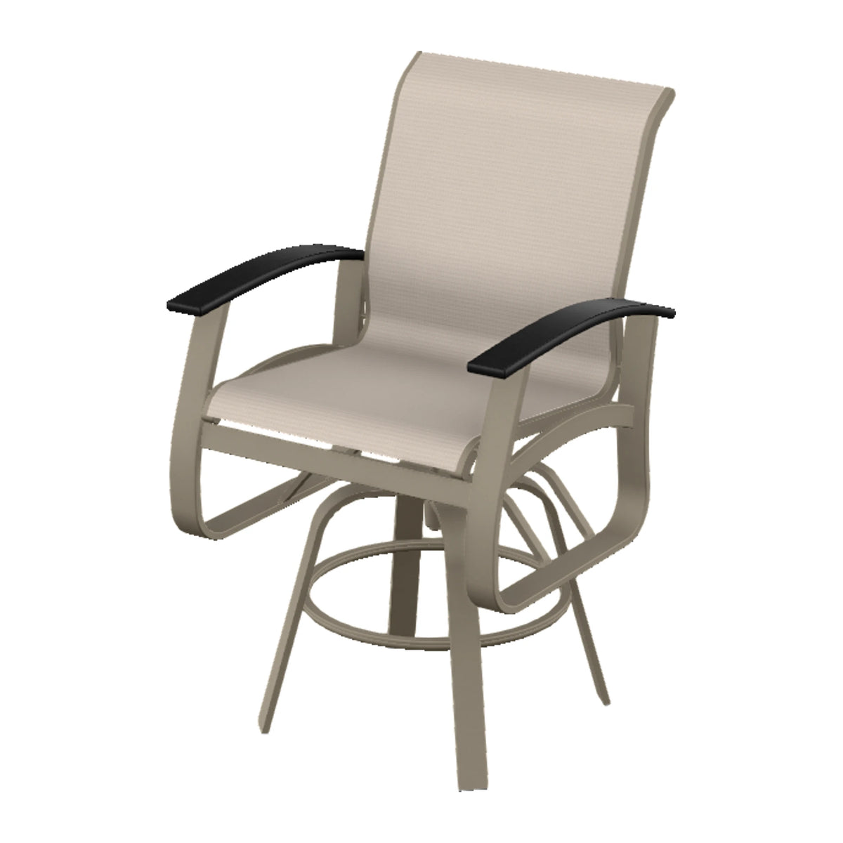 Belle Isle Sling Balcony Swivel Chair — Storm PC / Black Accents