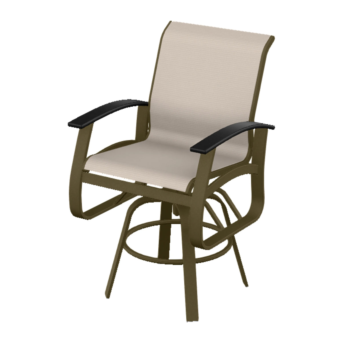 Belle Isle Sling Balcony Swivel Chair — Beachwood PC / Black Accents