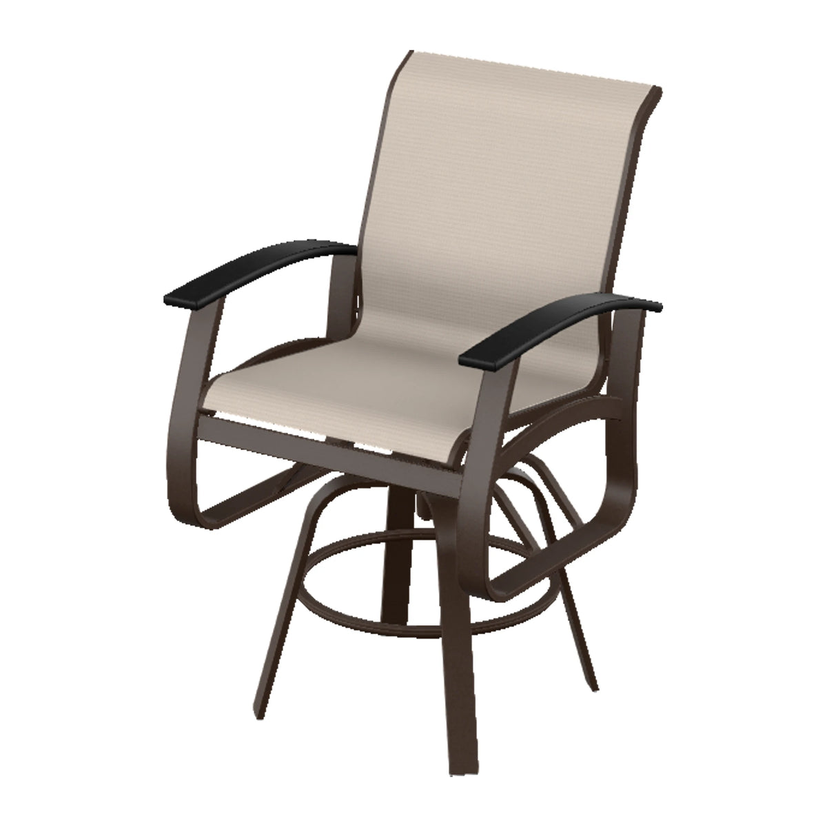 Belle Isle Sling Balcony Swivel Chair — Kona PC / Black Accents