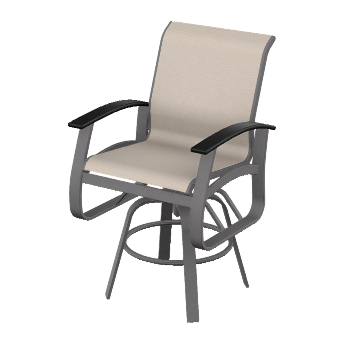 Belle Isle Sling Balcony Swivel Chair — Graphite Txt PC / Black Accents